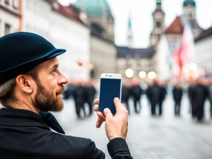 Mann mit Handy in München